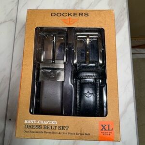 Dockers Brown and Black Dress Belt Set